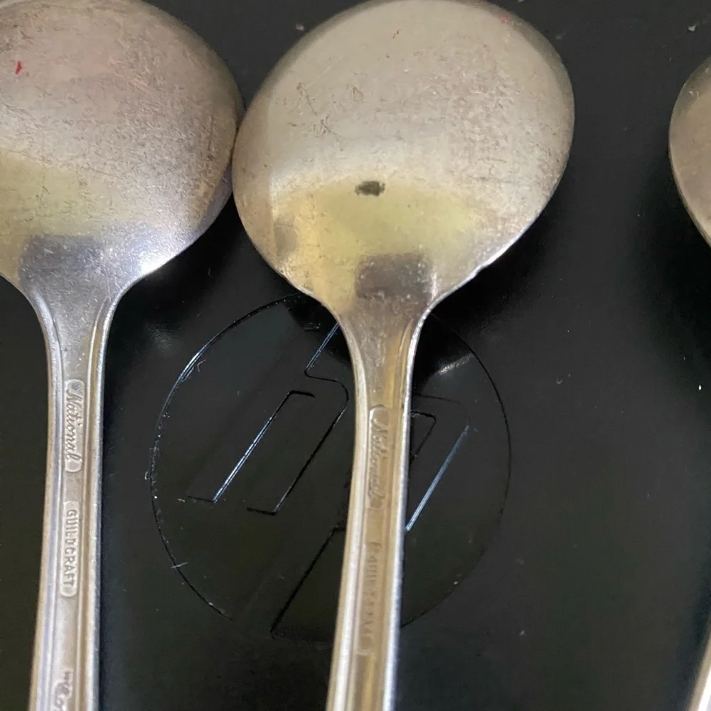 Vintage 4 National Silver Guildcraft Concerto 1944 MCM Regency Soup Spoon Set